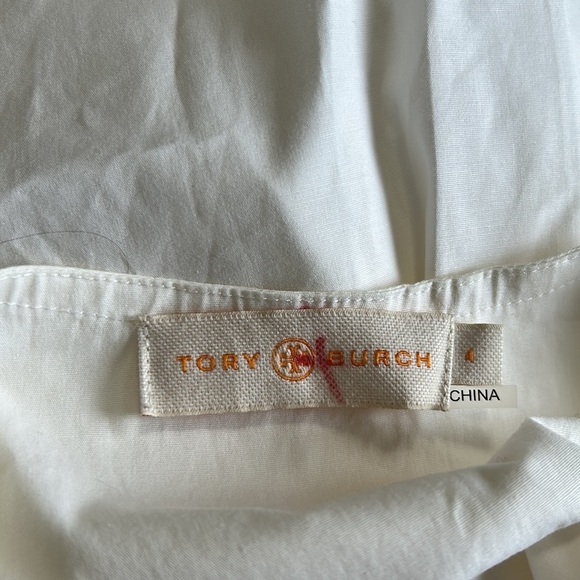 TORY BURCH White Marguerite Shell Sleeveless Top Decorative Buttons Shirt Sz 4 - Picture 10 of 13